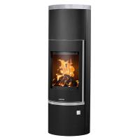 Kaminofen Justus Faro W+ 2.0 Stahl Schwarz/Abdeckplatte Glas rund 7 kw